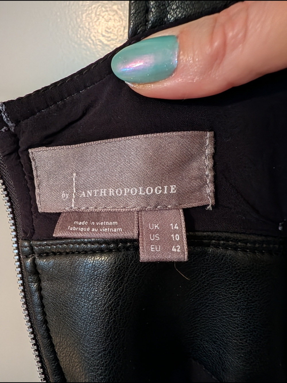 Vegan Leather/Mixed Media Cutout Midi Dress - Navy/Black- Anthropologie - Picture 10 of 13